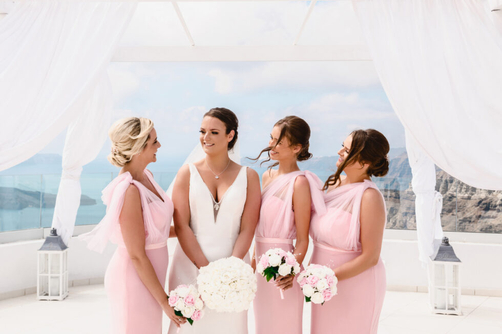 bride with bridesmaids